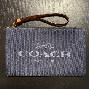 Large Denim Coach Wristlet